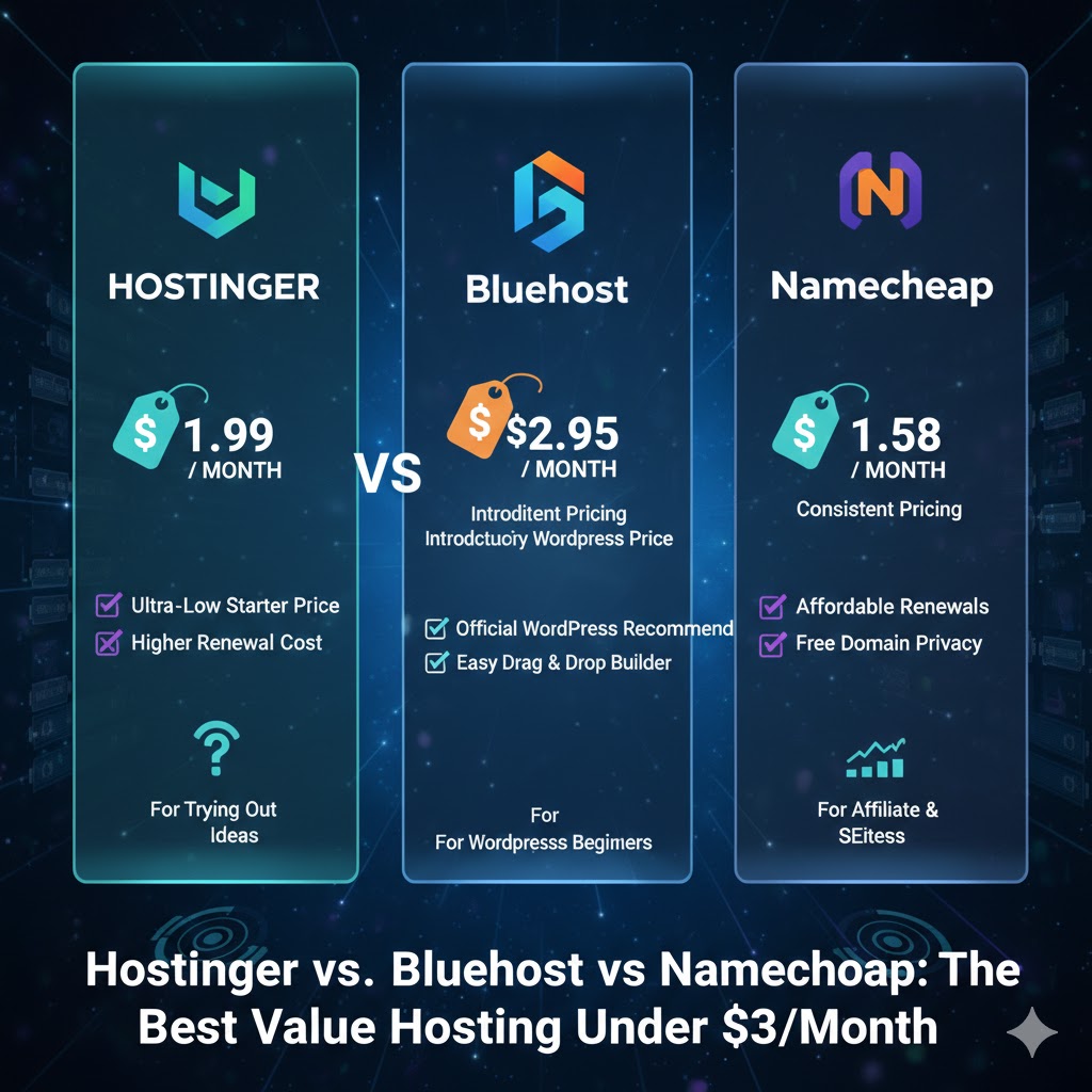 3 Cheapest web hosts 2026 comparison